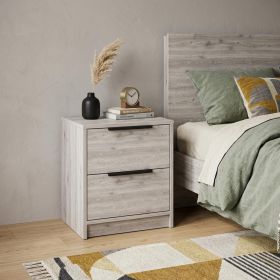 Wood Two Drawer Nightstand (Color: gray, size: 19")