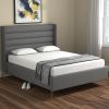 Gray Linen Upholstered Bed Frame