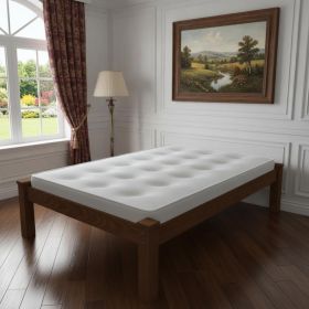 Solid Wood Twin Bed Frame (Color: brown)
