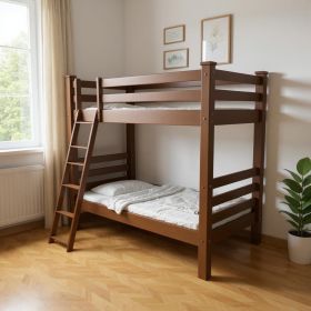 Twin Over Twin Solid Wood Bunk Bed (Color: Red)