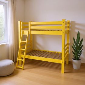 Twin Solid Wood Bunk Bed (Color: Yellow)