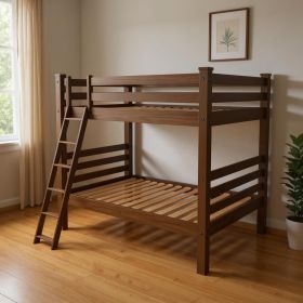 Full Over Full Solid Wood Bunk Bed (Color: Red)