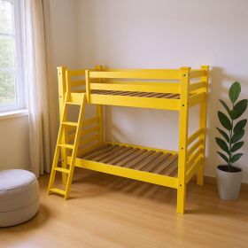 Full Solid Wood Bunk Bed (Color: Yellow)