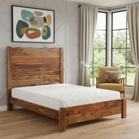 Brown Live Edge Solid Wood Bed Frame (size: QUEEN)