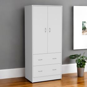 71"  Two Door Two Drawer Combo Dresser (Color: White)