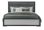Gray Ribbed Texture Wood And Upholstery Bed Frame