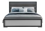 Gray Ribbed Texture Wood And Upholstery Bed Frame