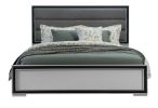 Gray Ribbed Texture Wood And Upholstery Bed Frame