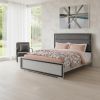 Gray Ribbed Texture Wood And Upholstery Bed Frame