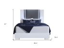 White and Gray Wood And Faux Leather Lighted Bed Frame