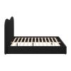 Black Ribbed Texture Velvet Upholstered  Bed Frame