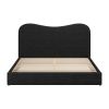 Black Ribbed Texture Velvet Upholstered  Bed Frame
