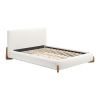Ivory Solid Wood And Boucle Bed Frame