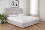 Tufted Linen Blend Upholstered King Bed Frame