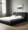 Tufted Linen Blend Upholstered Queen Bed Frame
