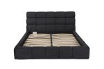 Tufted Linen Blend Upholstered Queen Bed Frame