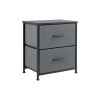 20" Iron and Wood Woven Texture Two Drawer Nightstand