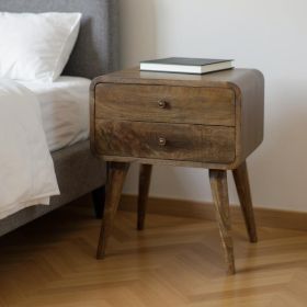 Solid Wood Distressed Two Drawer Nightstand (Color: Natural, size: 22")