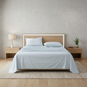 Four Piece Light Blue Cotton Sheet Set (size: QUEEN)