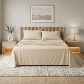 Four Piece Ivory Cotton Queen Sheet Set (size: QUEEN)