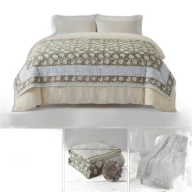 Gold And Cream Floral Cotton Decorative Comforter (size: 108 X 90")