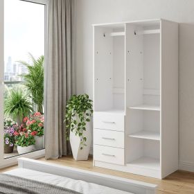 72" Solid Wood Two Door Three Drawer Combo Dresser (Color: White)
