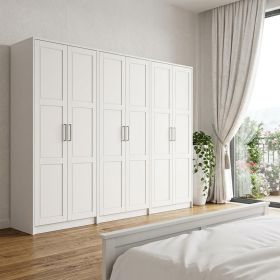 72"  Solid Wood Six Door Combo Dresser (Color: White)