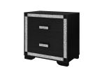 26"  Wood Faux Crystal Bling Two Drawer Nightstand