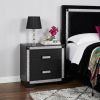 26"  Wood Faux Crystal Bling Two Drawer Nightstand