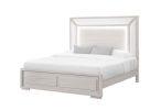 Beige Wood And Upholstery Lighted Upholstered  Bed Frame