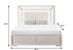 Beige Wood And Upholstery Lighted Upholstered  Bed Frame
