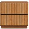 22" Wood Ribbed Texture Two Drawer Nightstand