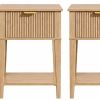 Set of Two 23"  Wood Ribbed Texture One Drawer Nightstand