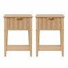 Set of Two 23"  Wood Ribbed Texture One Drawer Nightstand