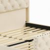 Tufted Velvet Upholstered  Bed Frame With Lights USB And Shelves