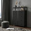 32"  Steel And Fabric Eight Drawer Double Dresser