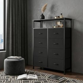 32"  Steel And Fabric Eight Drawer Double Dresser (Color: black)