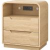 24" Wood Two Drawer Nightstand with USB Port and Integrated Tech