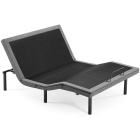 Wirelsess Remote control Black Metal And Upholstery Upholstered  Adjustable Bed (size: Full Adjustable)