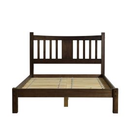 Farmhouse Style Solid Wood Platform Bed with Headboard in Espresso (size: KING)