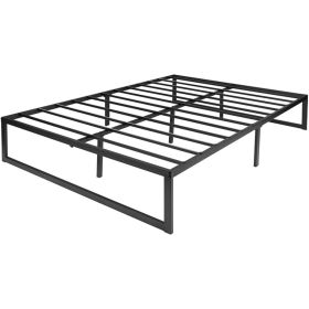 High Heavy Duty Black Metal Platform Bed Frame (Option: 14", size: QUEEN)