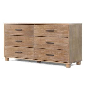 Modern Farmhouse Solid Wood 6 Drawer Double Dresser in  Finish (Color: Rustic Pine)