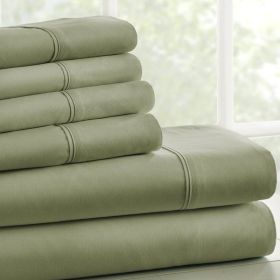 Sage 6 PCS Soft Wrinkle Resistant Microfiber/Polyester Sheet Set (size: KING)