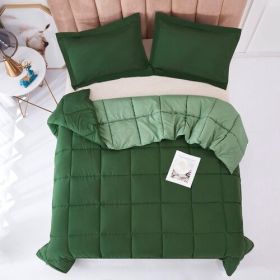 Traditional Microfiber Reversible 3 Piece Comforter Set in Green (size: King/Cal King)