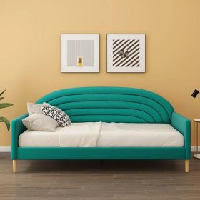 Twin size Mid-Century Modern  Velvet Upholstered Daybed (Color: Emerald Green)