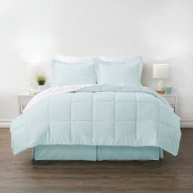 Microfiber 6-Piece Reversible Bed-in-a-Bag Comforter Set in Aqua Blue (size: KING)