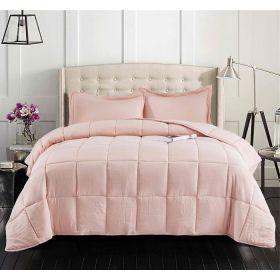 Pink 3 Piece Microfiber Reversible Comforter Set (size: QUEEN)