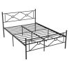 Modern Black Metal Headboard & Footboard Platform Bed Frame