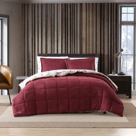 Plush Sherpa Reversible Micro Suede Comforter Set in Marron (size: TWIN)