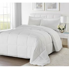 Traditional Microfiber Reversible 3 Piece Comforter Set in White (size: King/Cal King)